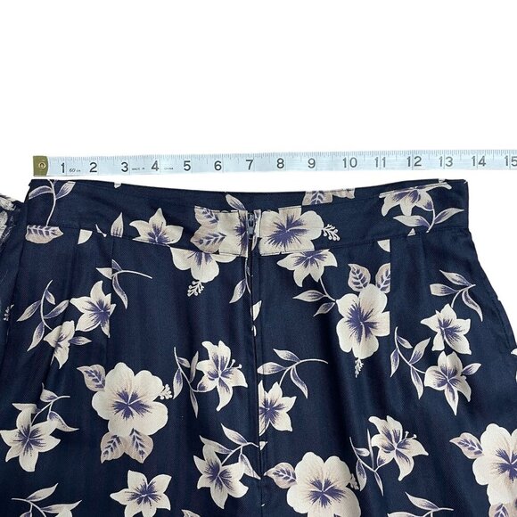 EP PRO SKORT SHORTS 100% SILK FAUX WRAP POCKETS GOLF SIZE 6 FLORAL NAVY BLUE - Picture 7 of 9